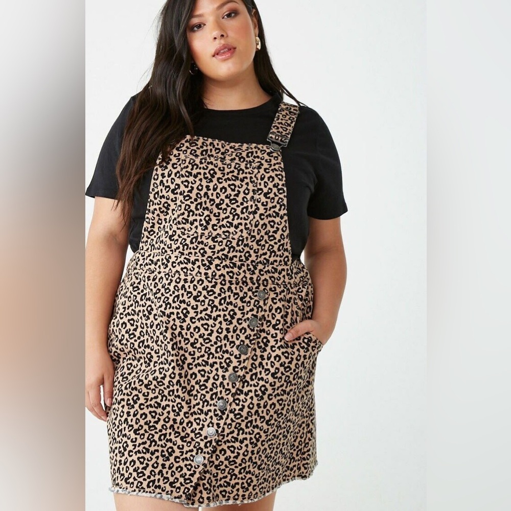 Forever 21 cheetah print overall dress